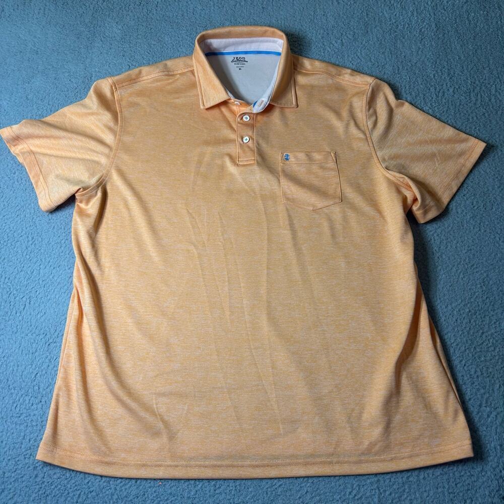 IZOD Polo Mens XL Orange Peach Saltwater Performance Short Sleeve Polo